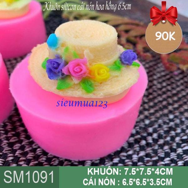 Khuôn silicon cái nón hoa hồng  6,5cm ( SM1091 )