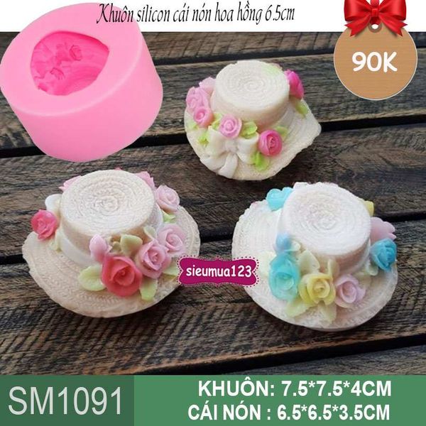 Khuôn silicon cái nón hoa hồng  6,5cm ( SM1091 )