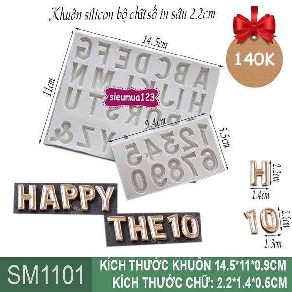 Khuôn silicon bộ chữ số in sâu 2,2cm ( SM1101 )