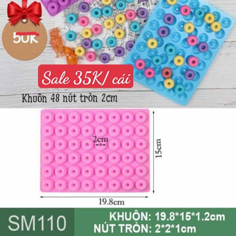 Khuôn silicon kẹo chip chip 48 nút tròn donut nhỏ 2cm ( SM110 )