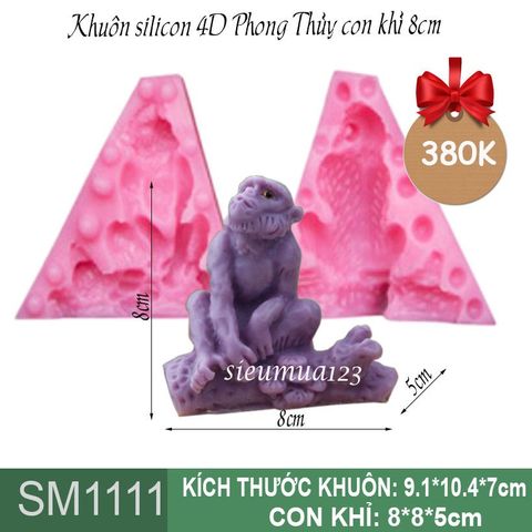 Khuôn Silicon 4D con Khỉ Phong Thủy 8cm ( SM1111 )