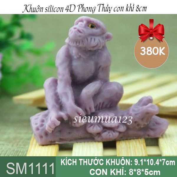 Khuôn Silicon 4D con Khỉ Phong Thủy 8cm ( SM1111 )