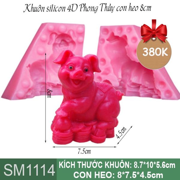 Khuôn Silicon 4D con Heo Phong Thủy 8cm ( SM1114 )