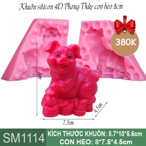 Khuôn Silicon 4D con Heo Phong Thủy 8cm ( SM1114 )
