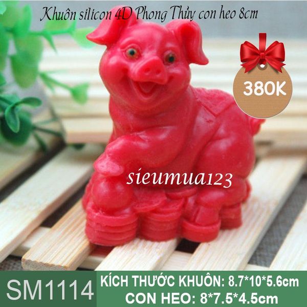 Khuôn Silicon 4D con Heo Phong Thủy 8cm ( SM1114 )