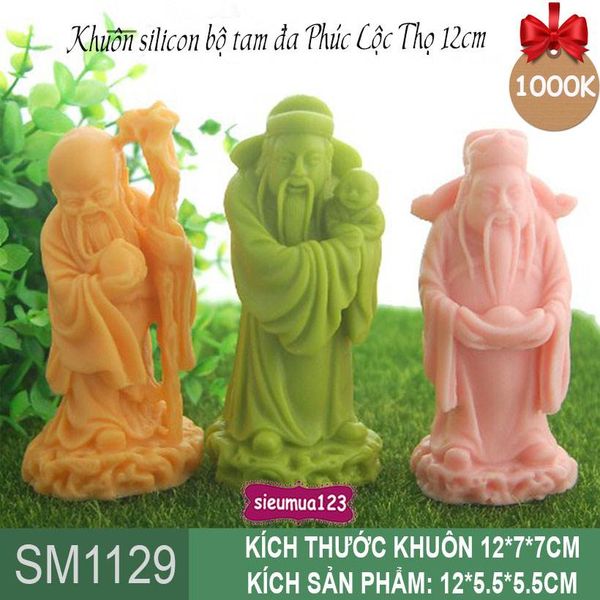 Khuôn Silicon bộ tam đa Ông Phúc Ông Lộc Ông Thọ 12cm ( SM1129 )