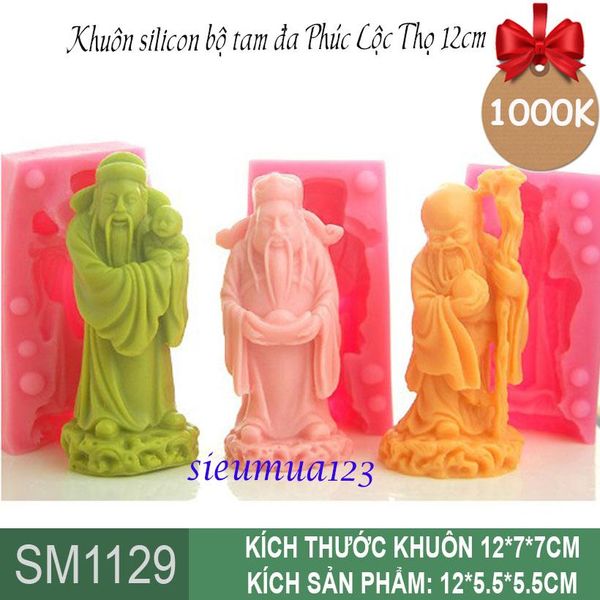 Khuôn Silicon bộ tam đa Ông Phúc Ông Lộc Ông Thọ 12cm ( SM1129 )