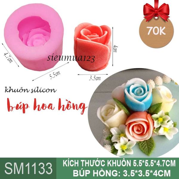 Khuôn silicon búp hồng 4cm ( SM1133 )