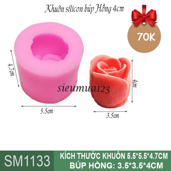 Khuôn silicon búp hồng 4cm ( SM1133 )