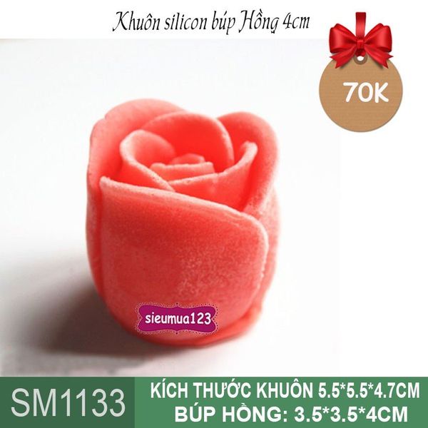 Khuôn silicon búp hồng 4cm ( SM1133 )