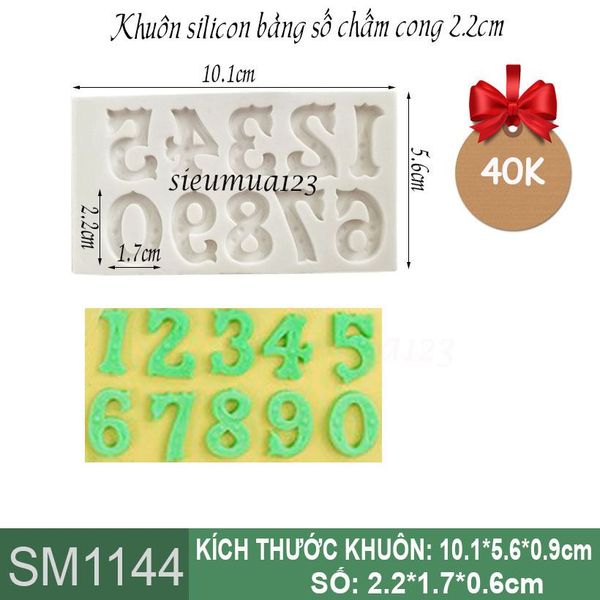 Khuôn silicon bảng số chấm bi cao 2,2cm ( SM1144 )