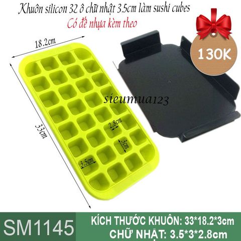 Khuôn silicon 32 ô chữ nhật 3,5cm làm sushi cubes ( SM1145 )