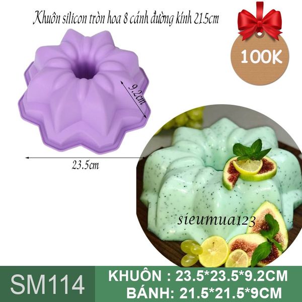 Khuôn silicon tròn hoa tầng 8 cánh 21,5cm ( SM114 )
