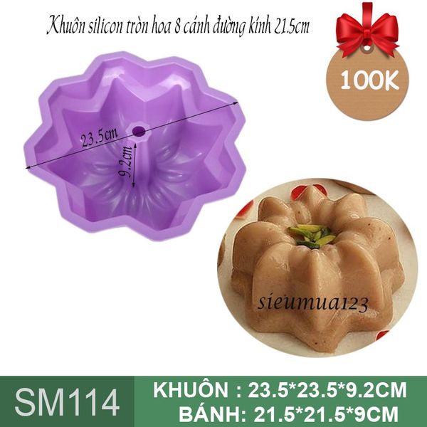 Khuôn silicon tròn hoa tầng 8 cánh 21,5cm ( SM114 )