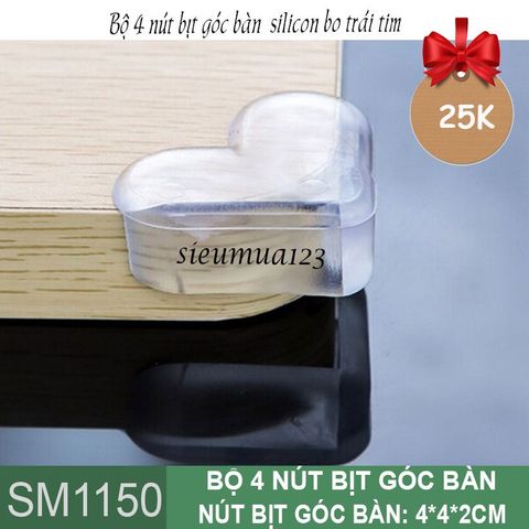 Bộ 4 nút bịt góc bàn silicon bo tim ( SM1150 )