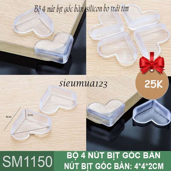 Bộ 4 nút bịt góc bàn silicon bo tim ( SM1150 )