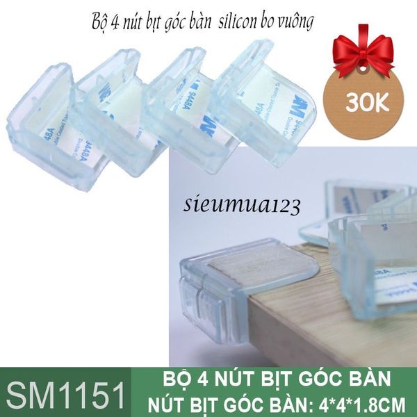 Bộ 4 nút bịt góc bàn silicon bo vuông ( SM1151 )