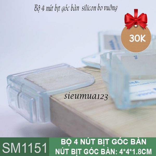 Bộ 4 nút bịt góc bàn silicon bo vuông ( SM1151 )