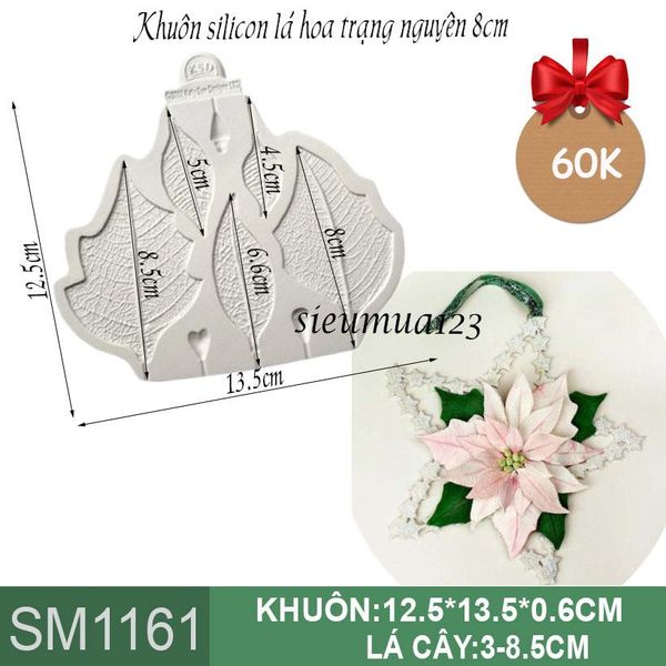 Khuôn silicon lá và hoa trạng nguyên 8cm ( SM1161 )