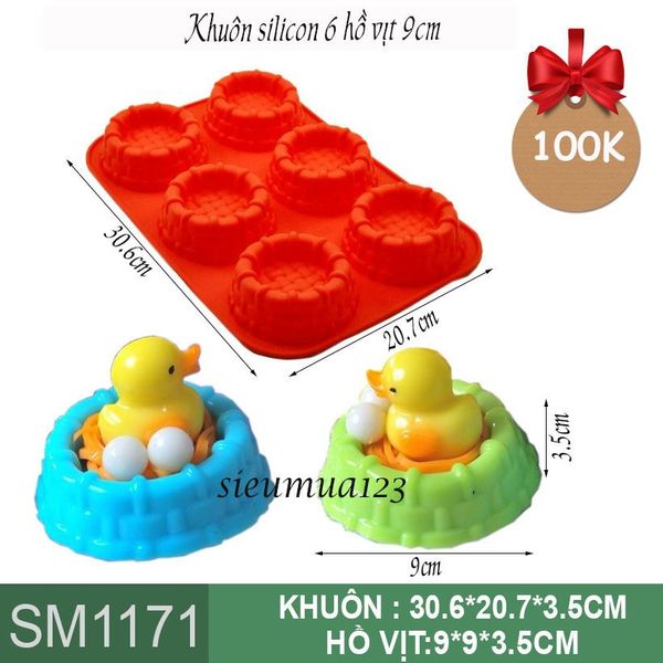 Khuôn silicon 6 hồ vịt 9cm ( SM1171 )