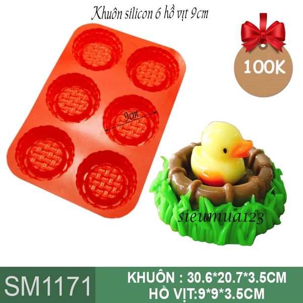 Khuôn silicon làm rau câu 6 tổ con vịt 9cm ( SM1171 )