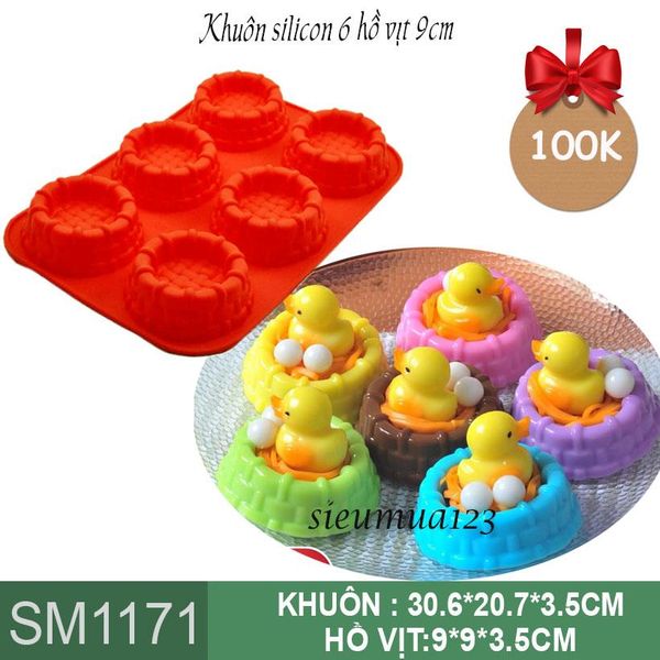 Khuôn silicon 6 hồ vịt 9cm ( SM1171 )