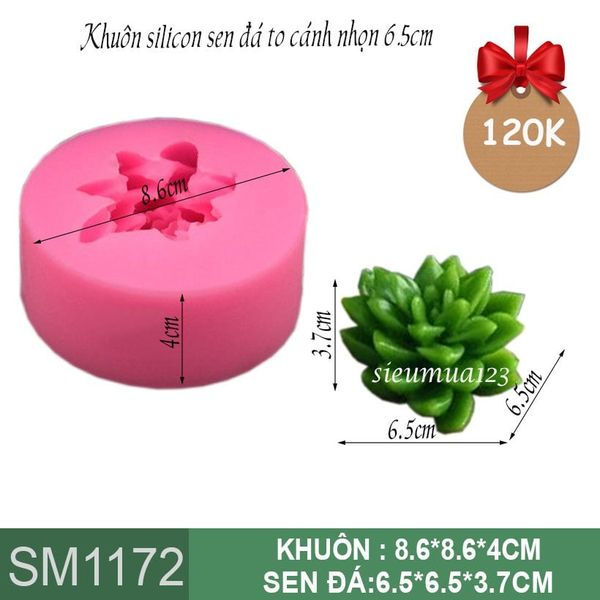 Khuôn silicon sen đá to cánh nhọn 6,5cm ( SM1172 )