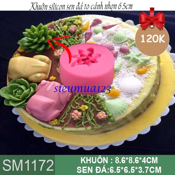 Khuôn silicon sen đá to cánh nhọn 6,5cm ( SM1172 )