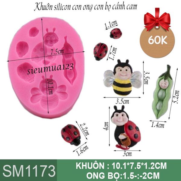 Khuôn silicon con ong con bọ cánh cam ( SM1173 )