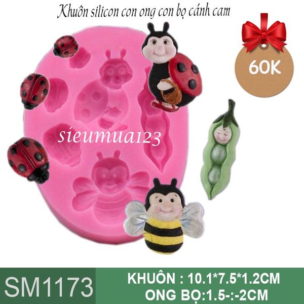 Khuôn silicon con ong con bọ cánh cam ( SM1173 )