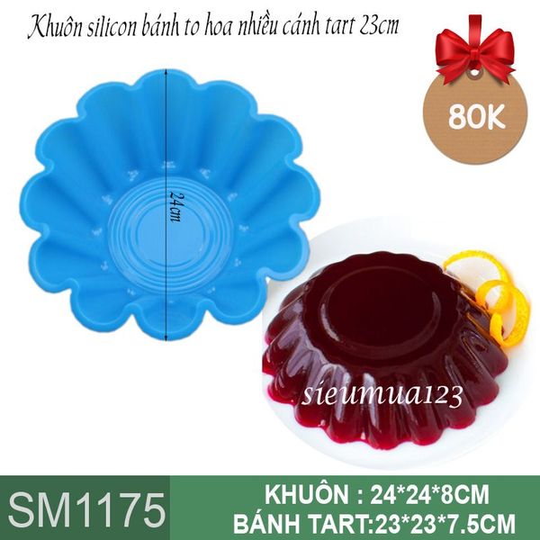 Khuôn silicon làm bánh rau câu to tart to nhiều cánh 23cm ( SM1175 )