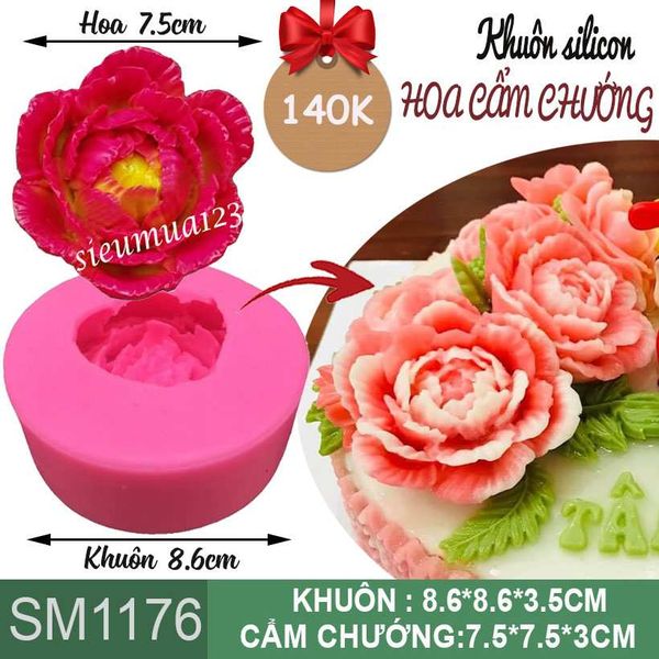Khuôn rau câu silicon hoa cẩm chướng Thái 7,5cm ( SM1176 )