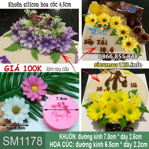 Khuôn silicon hoa cúc vàng 6,5cm ( SM1178 )