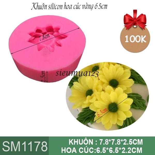 Khuôn silicon hoa cúc vàng 6,5cm ( SM1178 )