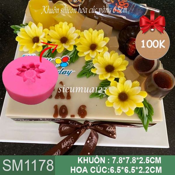 Khuôn silicon hoa cúc vàng 6,5cm ( SM1178 )
