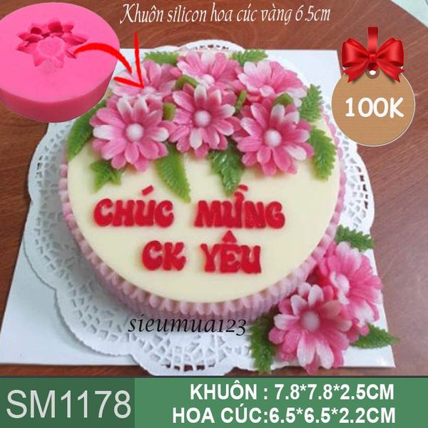 Khuôn silicon hoa cúc vàng 6,5cm ( SM1178 )
