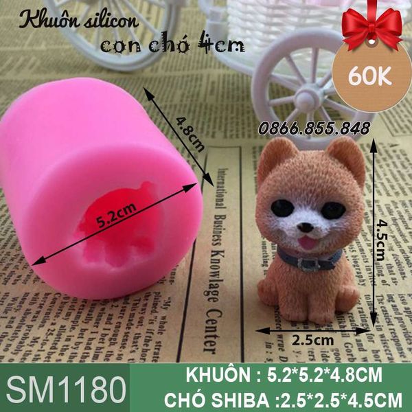 Khuôn silicon làm rau câu con chó shiba nhỏ 4,5cm ( SM1180 )