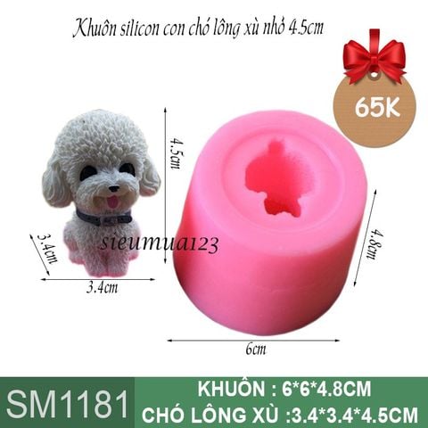 Khuôn silicon con chó lông xù nhỏ 4,5cm ( SM1181 )