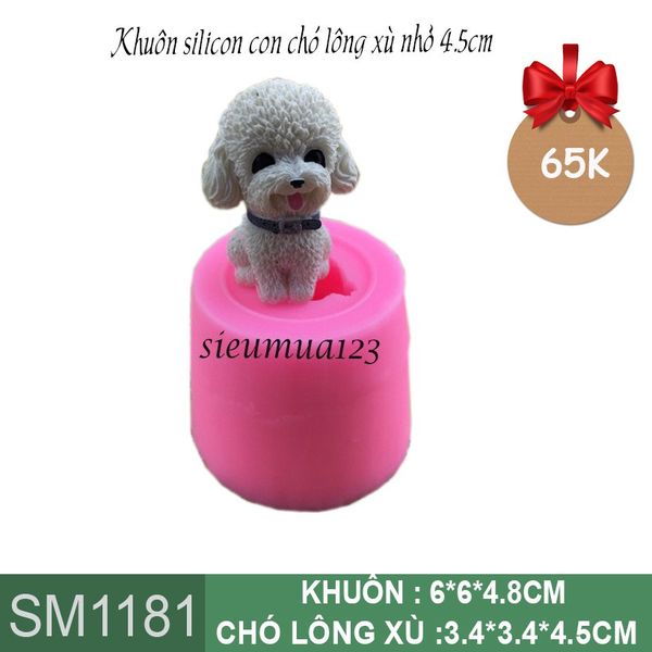 Khuôn silicon con chó lông xù nhỏ 4,5cm ( SM1181 )