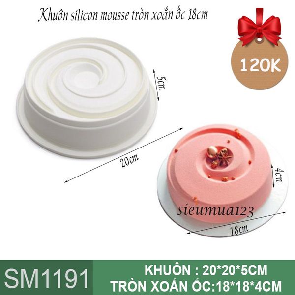 Khuôn bánh mousse : Khuôn silicon tròn xoắn ốc 18cm ( SM1191 ) còn 9 cái