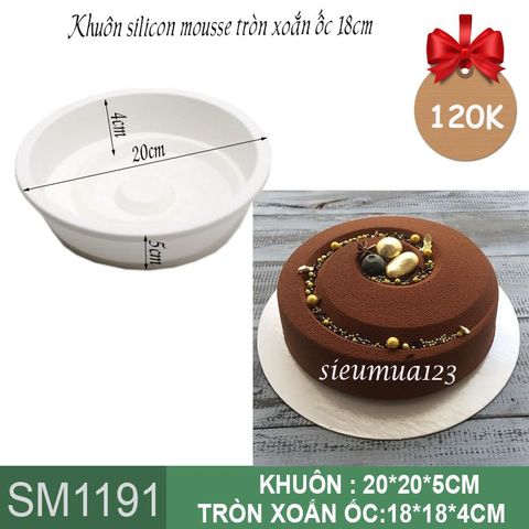 Khuôn bánh mousse : Khuôn silicon tròn xoắn ốc 18cm ( SM1191 ) còn 9 cái