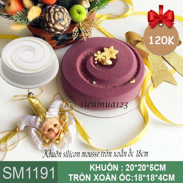Khuôn bánh mousse : Khuôn silicon tròn xoắn ốc 18cm ( SM1191 ) còn 9 cái