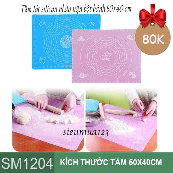 Tấm lót silicon cán bột nhào nặn bột bánh size 50 x 40cm ( SM1204 )