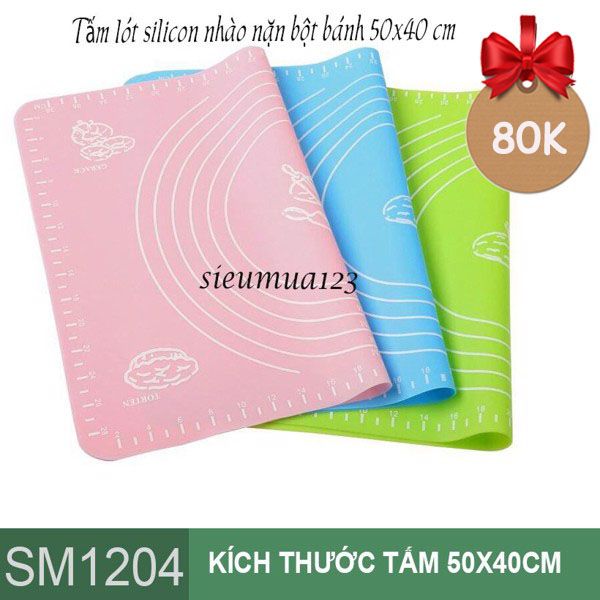 Tấm lót silicon cán bột nhào nặn bột bánh size 50 x 40cm ( SM1204 )