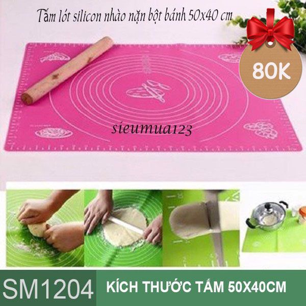 Tấm lót silicon cán bột nhào nặn bột bánh size 50 x 40cm ( SM1204 )