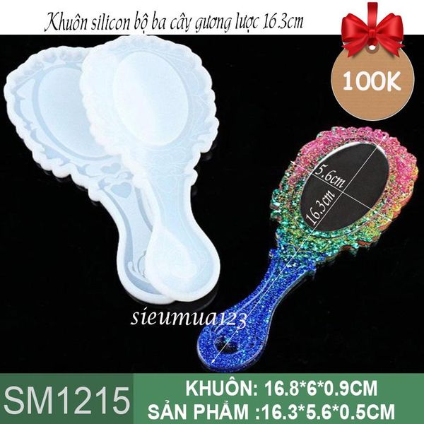 Khuôn silicon bộ 3 cây gương lược rất to 16,3cm ( SM1215 )