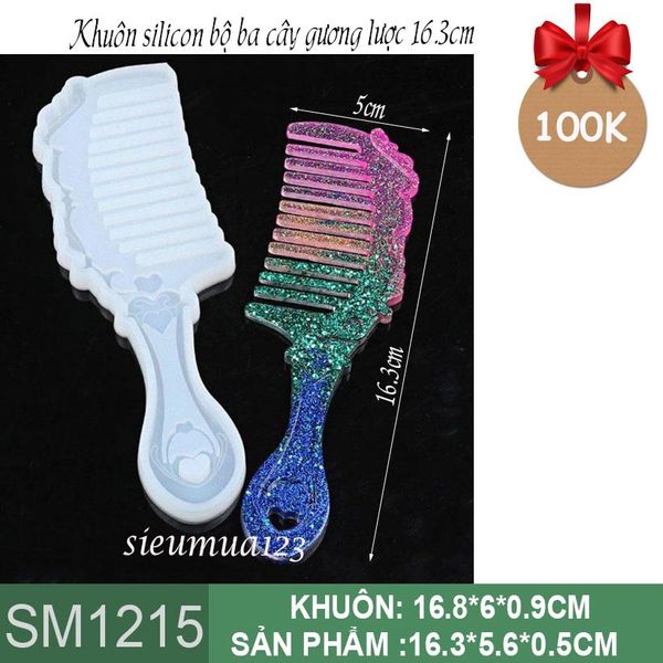 Khuôn silicon bộ 3 cây gương lược rất to 16,3cm ( SM1215 )