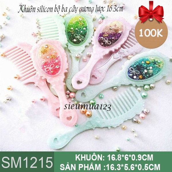 Khuôn silicon bộ 3 cây gương lược rất to 16,3cm ( SM1215 )