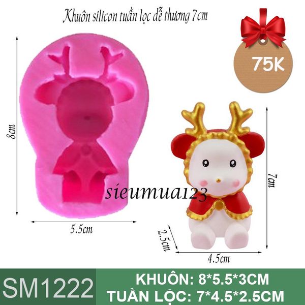 Khuôn silicon con tuần lộc dễ thương 7cm ( SM1222 ) CÒN 1