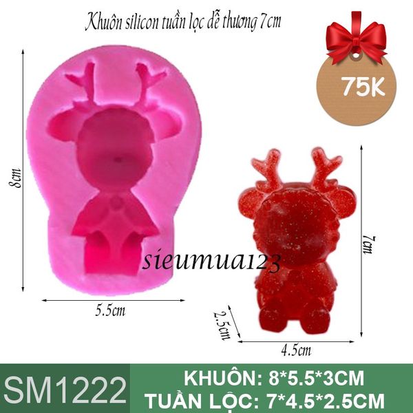 Khuôn silicon con tuần lộc dễ thương 7cm ( SM1222 ) CÒN 1